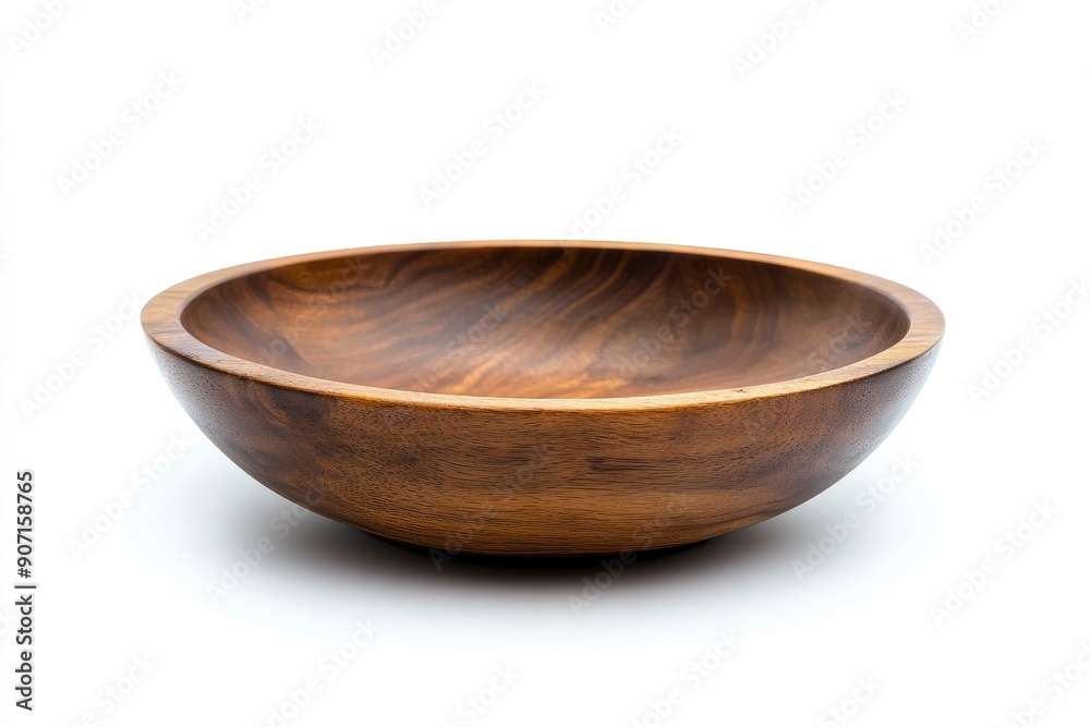 Wooden Bowl, plate, isolated on white background, full depth of field , ai Wooden Bowl, plate, isolated on white background, full depth of field , ai