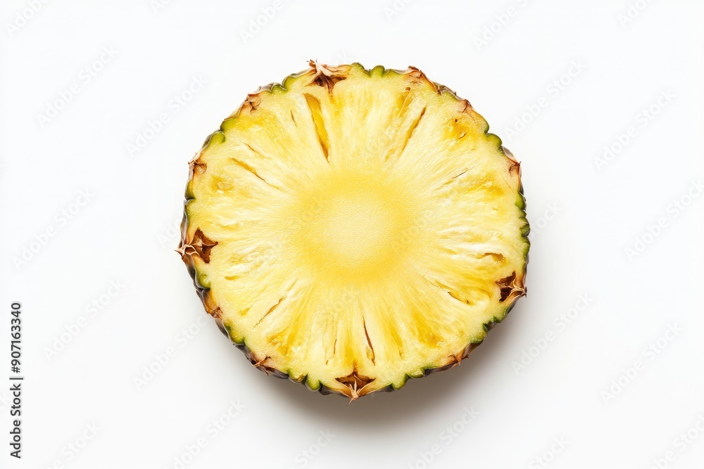 Pineapple slice isolated on white background, full depth of field , ai Pineapple slice isolated on white background, full depth of field , ai