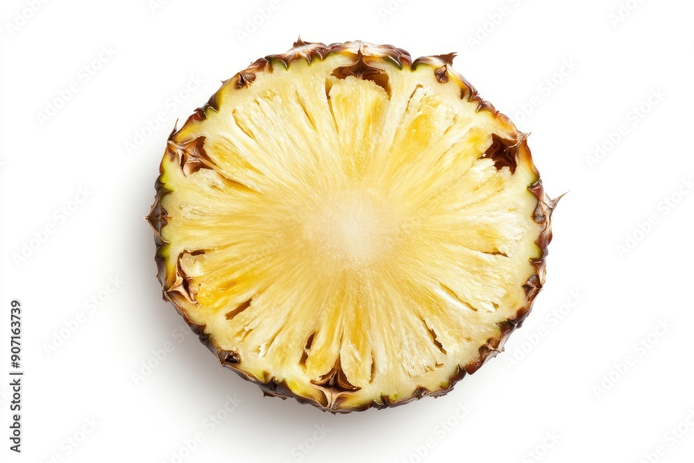 Pineapple slice isolated on white background, full depth of field , ai Pineapple slice isolated on white background, full depth of field , ai