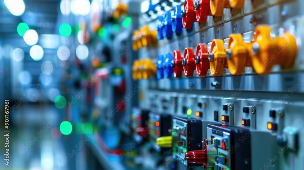 A colorful array of wires and cables, with some of them glowing brightly A colorful array of wires and cables, with some of them glowing brightly