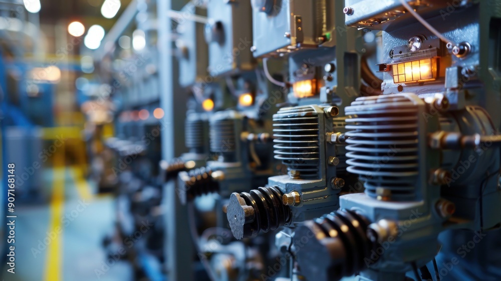 Three springs are being heated up in a factory Three springs are being heated up in a factory