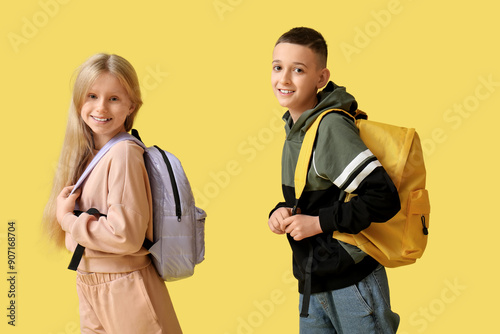 Cute pupils with backpacks ...