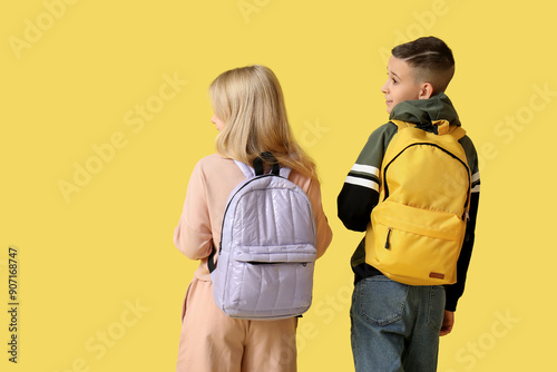 Cute pupils with backpacks ...
