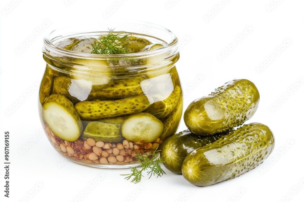 marinated pickled cucumbers isolated on white background, full depth of field , ai marinated pickled cucumbers isolated on white background, full depth of field , ai