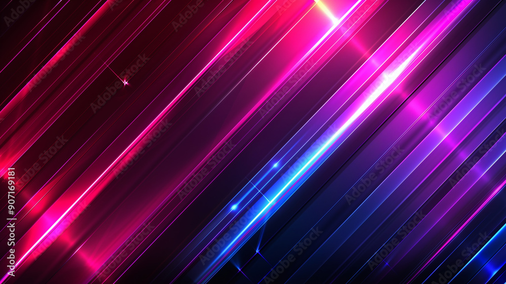 Abstract futuristic geometric triangle with blue and purple neon light on dark background Abstract futuristic geometric triangle with blue and purple neon light on dark background