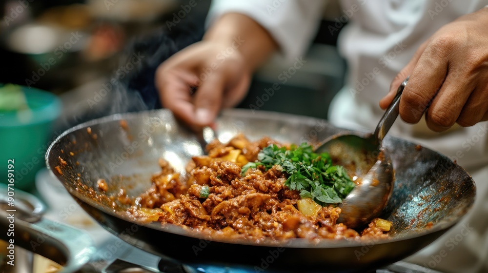 Chef Cooking Food in Wok Chef Cooking Food in Wok