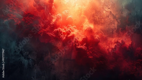 red smoke background with concrete floor