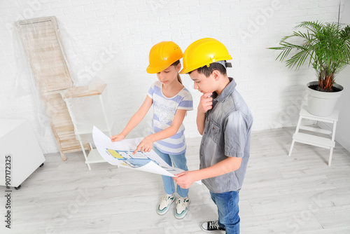 Little architects with hous...