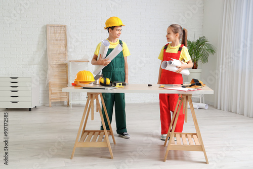 Little architects with hous...