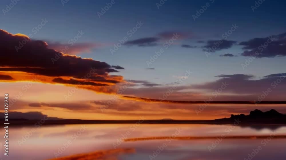Sunset over a Calm Lake with Mountains in the Distance Sunset over a Calm Lake with Mountains in the Distance