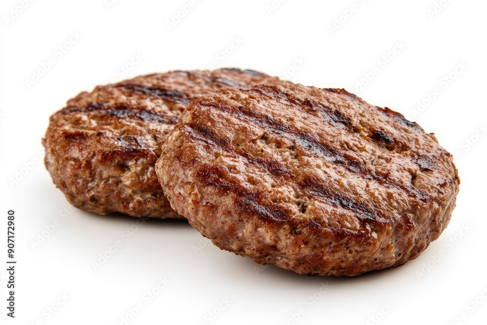 grilled hamburger meat isolated on white background, full depth of field , ai grilled hamburger meat isolated on white background, full depth of field , ai