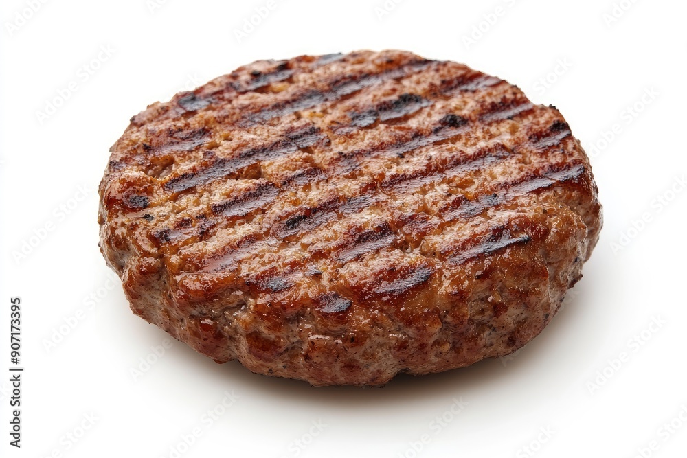 grilled hamburger meat isolated on white background, full depth of field , ai grilled hamburger meat isolated on white background, full depth of field , ai