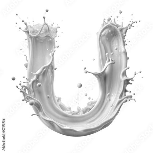 The letter U made of milk and paint