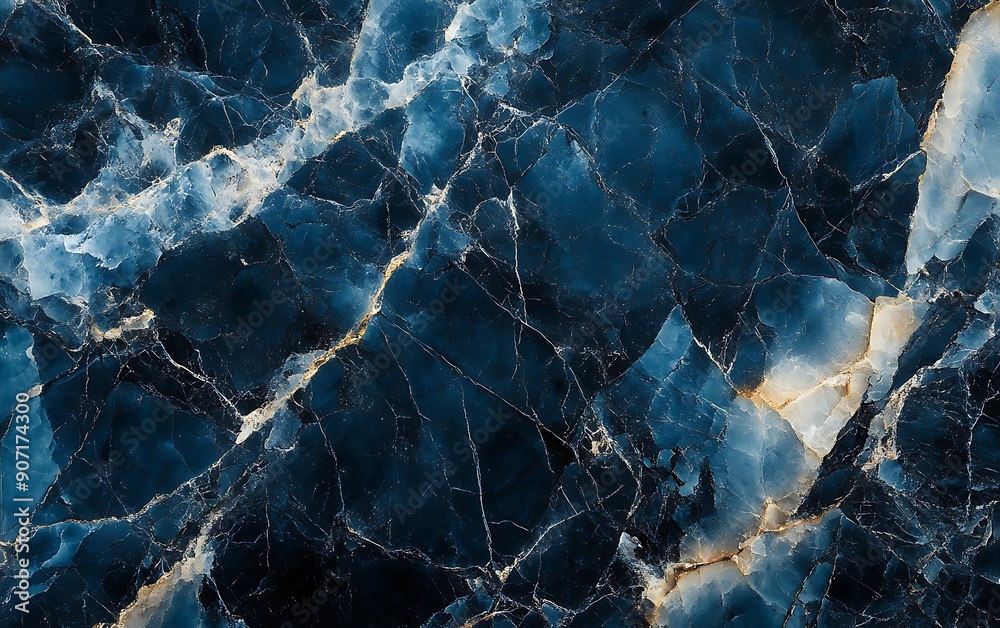 Blue Marble with Black and White Veining, Striking and Smooth Polished Surface Blue Marble with Black and White Veining, Striking and Smooth Polished Surface
