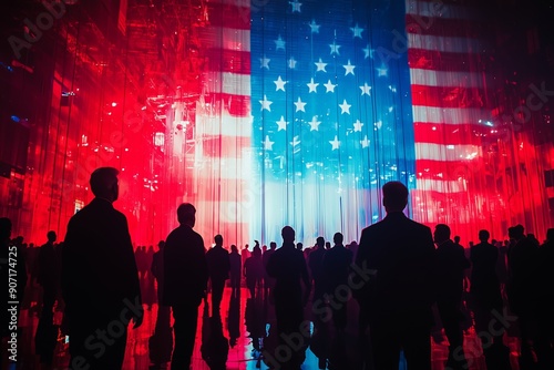 Captivating Visual of Republican National Convention with American Flag and Red, White, and Blue Themes photo