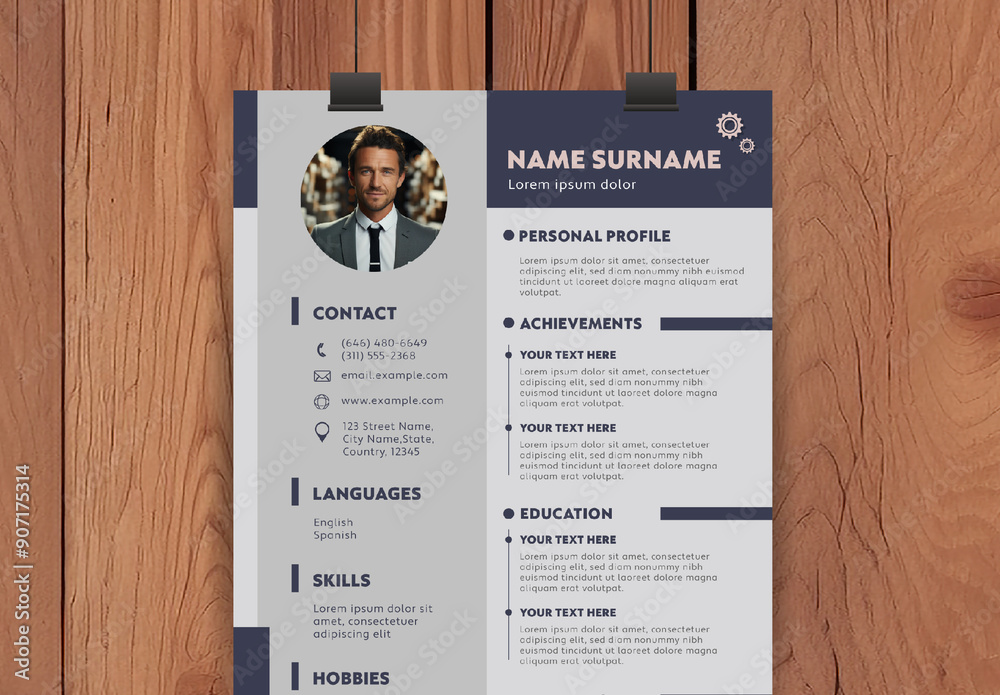 Modern Minimalist Professional Resume Template Stock Template | Adobe Stock