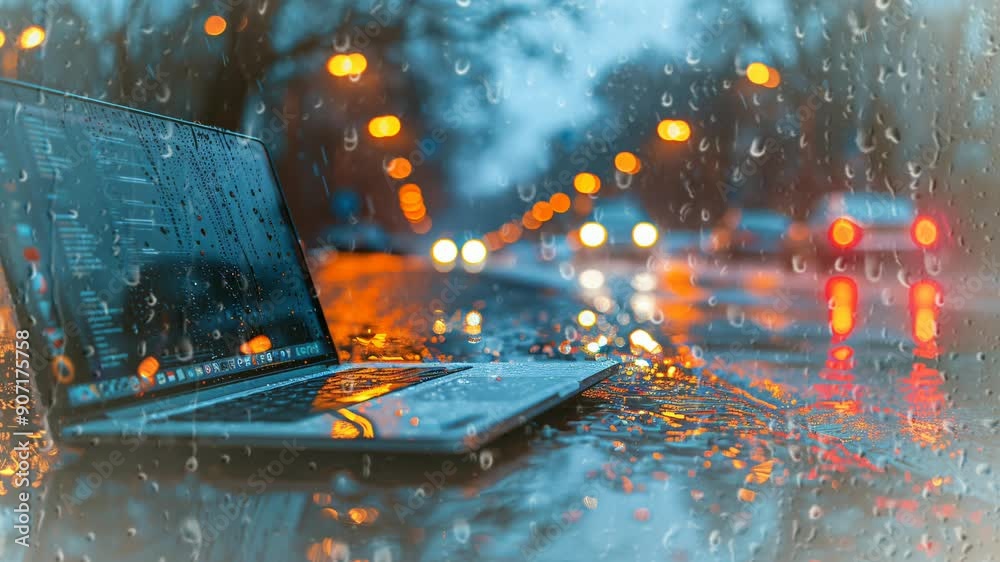 Rainy Night in the Park with a Bench Rainy Night in the Park with a Bench