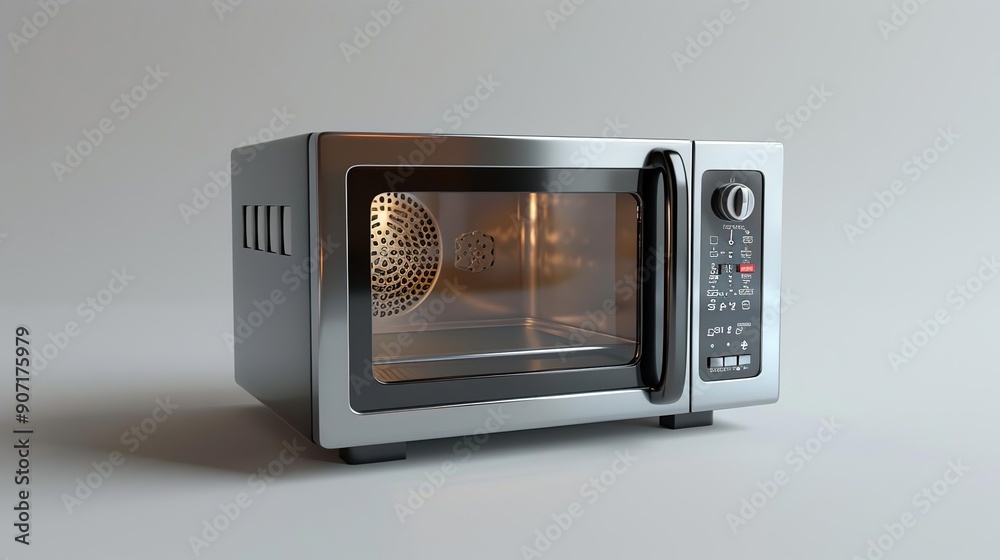 Fototapeta premium Stainless Steel Microwave Oven 3D Render