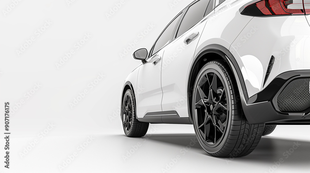 Closeup of white car with black wheels for website design and development company Closeup of white car with black wheels for website design and development company