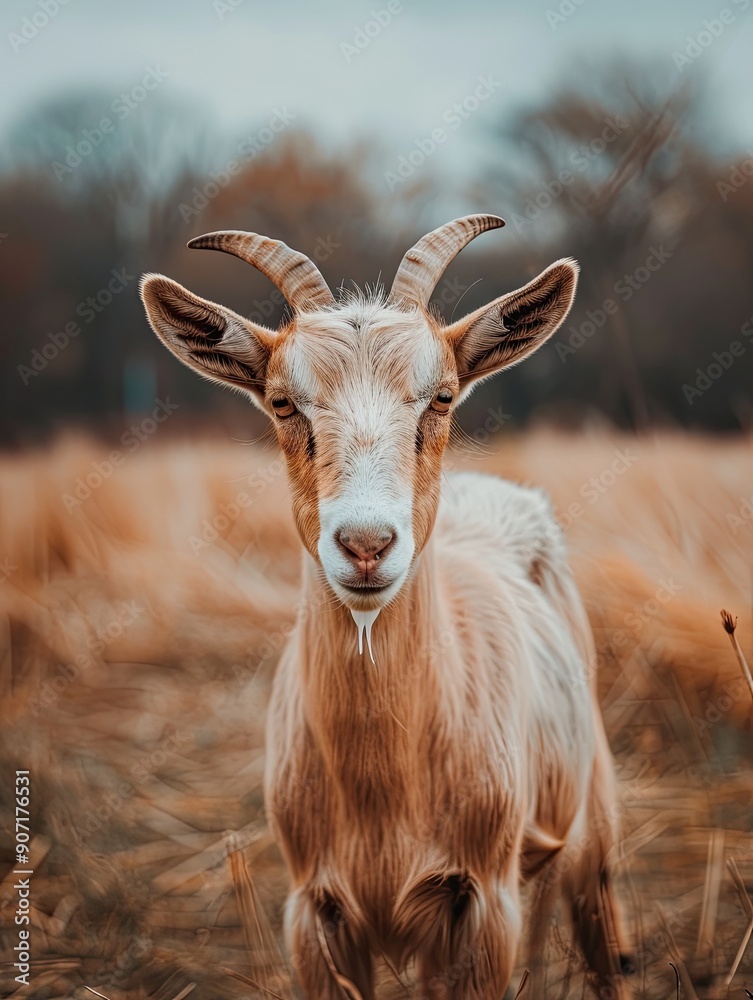 Obraz premium goat isolated on spring background