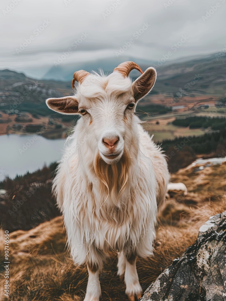 Obraz premium goat isolated on spring background