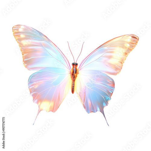 Glowing Butterfly With Luminescent Wings On Transparent Png Background For Magical Nature Themes . Generative ai