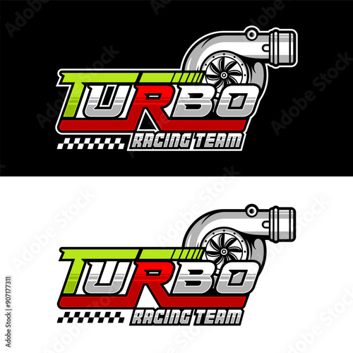 Obraz na płótnie Turbo racing team logo design black and white background w salonie