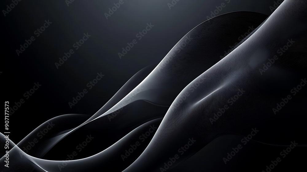 Flowing Abstract Black and White Lines Against a Dark Background Flowing Abstract Black and White Lines Against a Dark Background