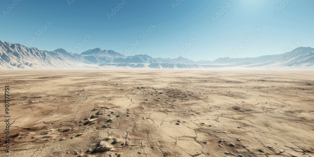 Expansive Desert Landscape with Mountain Range Expansive Desert Landscape with Mountain Range