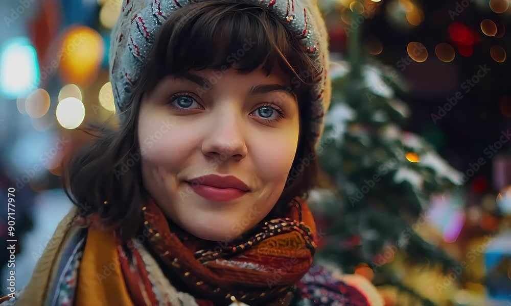 Woman in Winter Clothes at Festive Market with Ai generated.
Woman in Winter Clothes at Festive Market with Ai generated.
