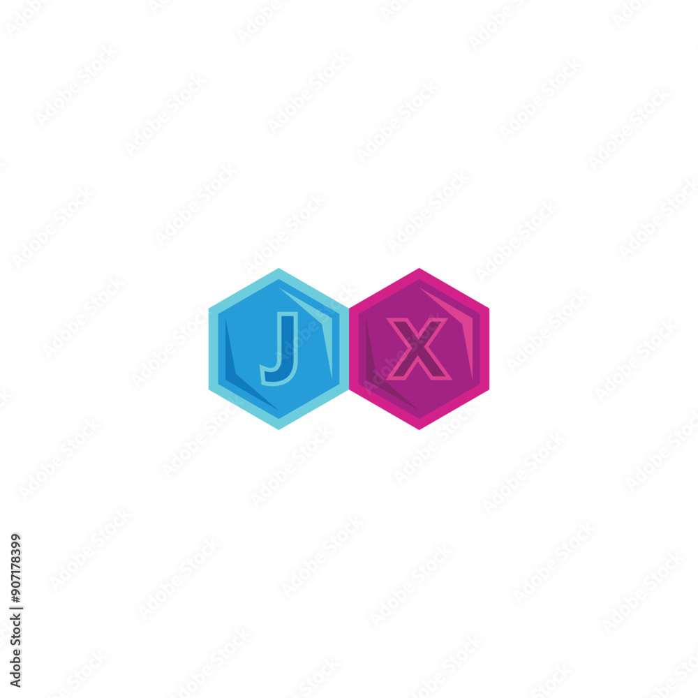 Letter J X hexagon, colors geometric symbol simple logo vector Letter J X hexagon, colors geometric symbol simple logo vector