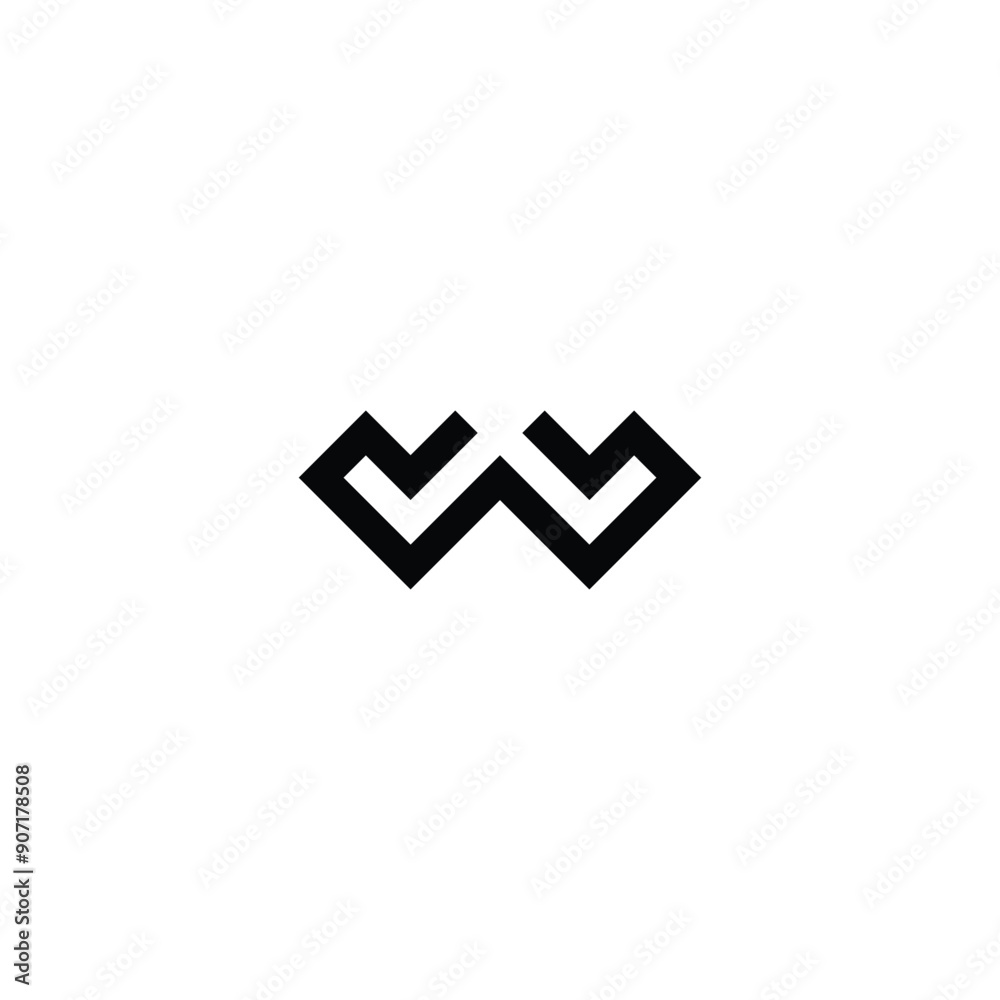 Letter W two heart geometric symbol simple logo vector Letter W two heart geometric symbol simple logo vector