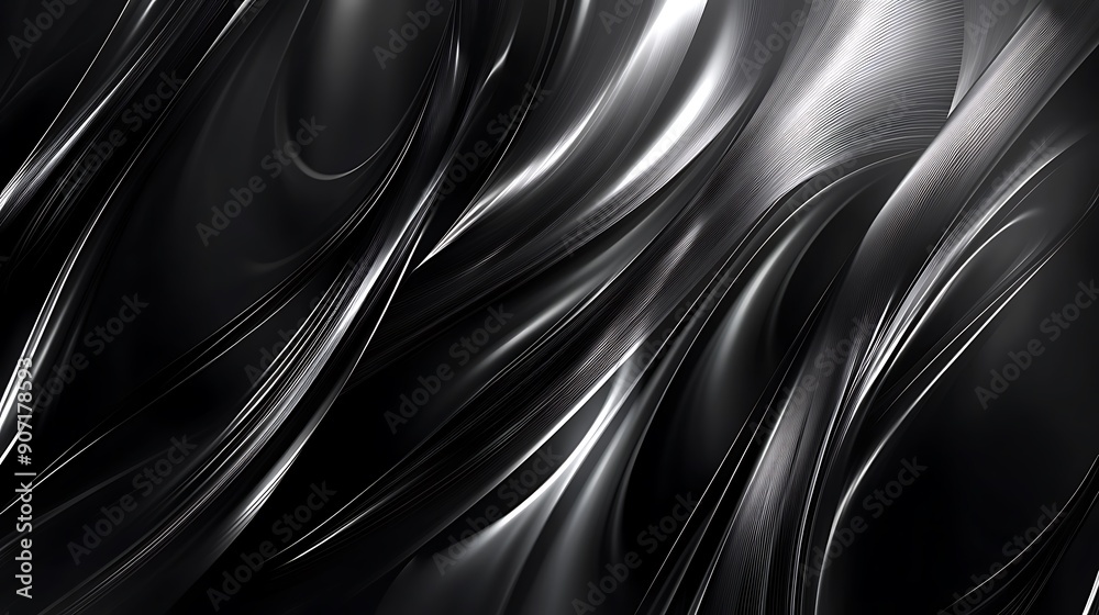 Fototapeta premium Graceful Swirls of Light and Shadow in an Abstract Black and White Composition