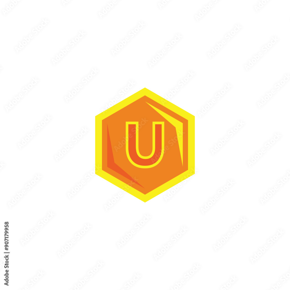 Letter U honey, hexagon geometric symbol simple logo vector Letter U honey, hexagon geometric symbol simple logo vector