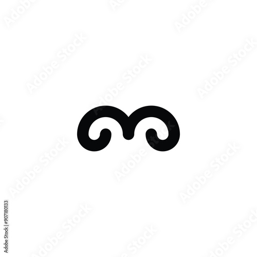 Letter m curve, outline geometric symbol simple logo vector