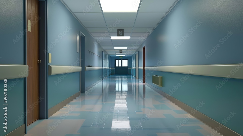 Empty school hallway and lockers Empty school hallway and lockers