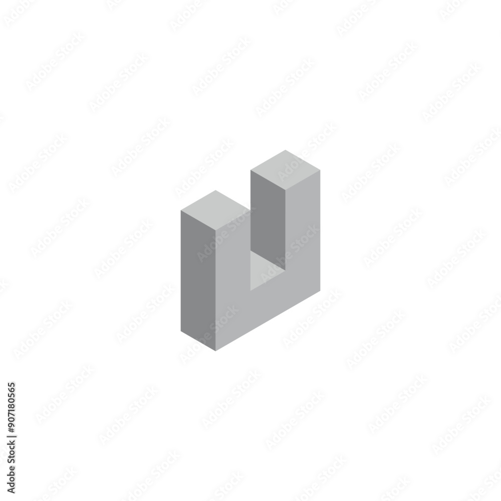 letter U 3d, cube geometric symbol simple logo vector letter U 3d, cube geometric symbol simple logo vector