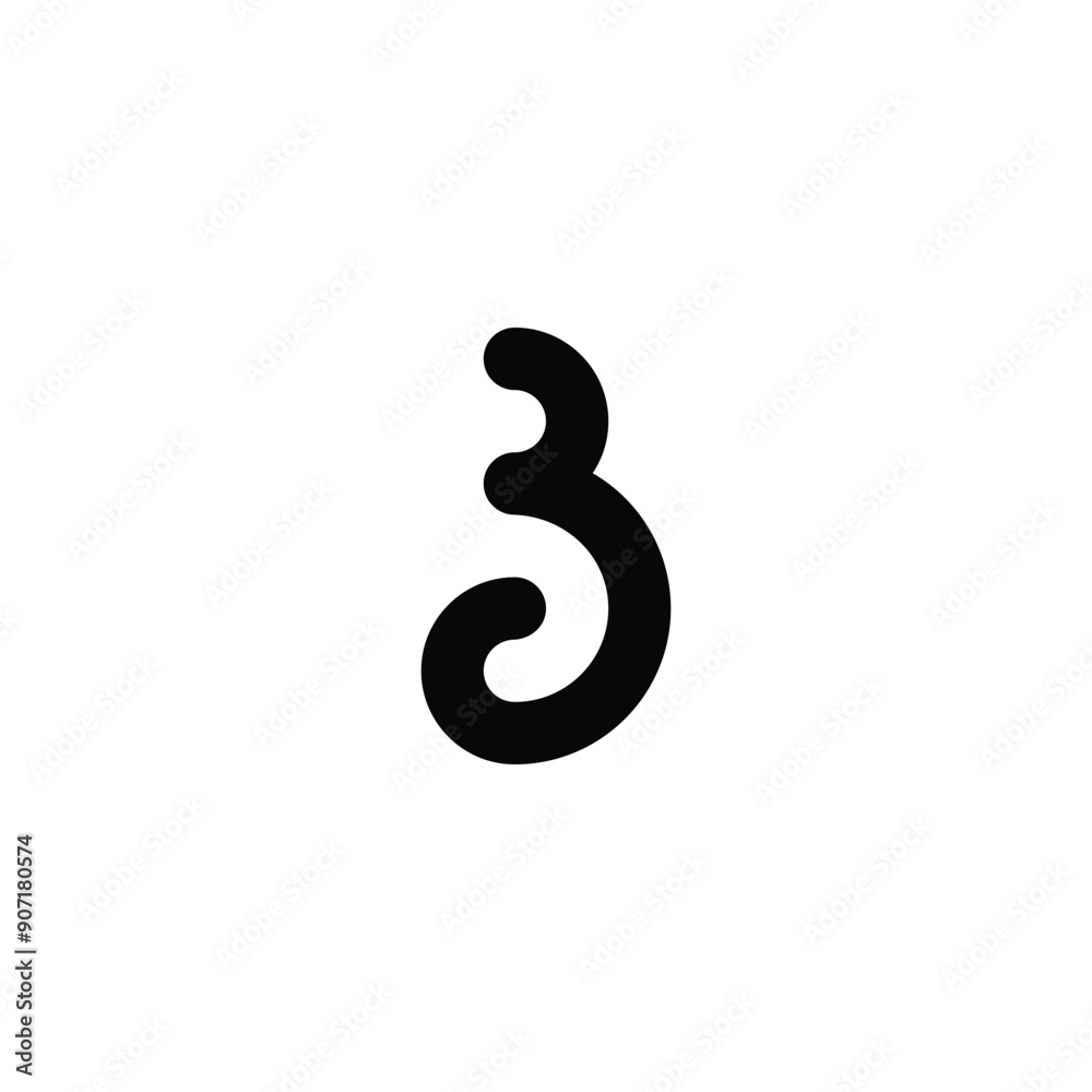 Number 3 curve, unique geometric symbol simple logo vector Number 3 curve, unique geometric symbol simple logo vector