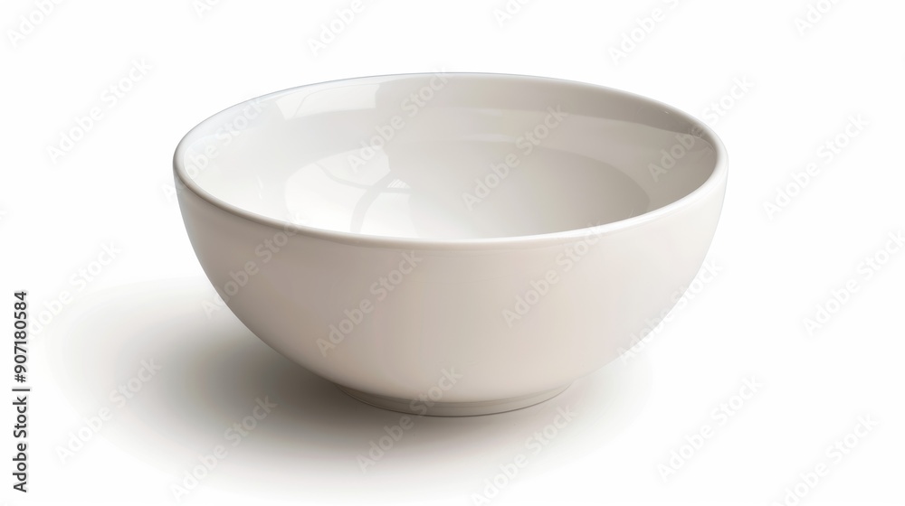 A white bowl is sitting on a white background A white bowl is sitting on a white background