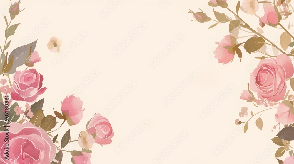 Roses bloom drawing wallpaper background card design with copy space Roses bloom drawing wallpaper background card design with copy space