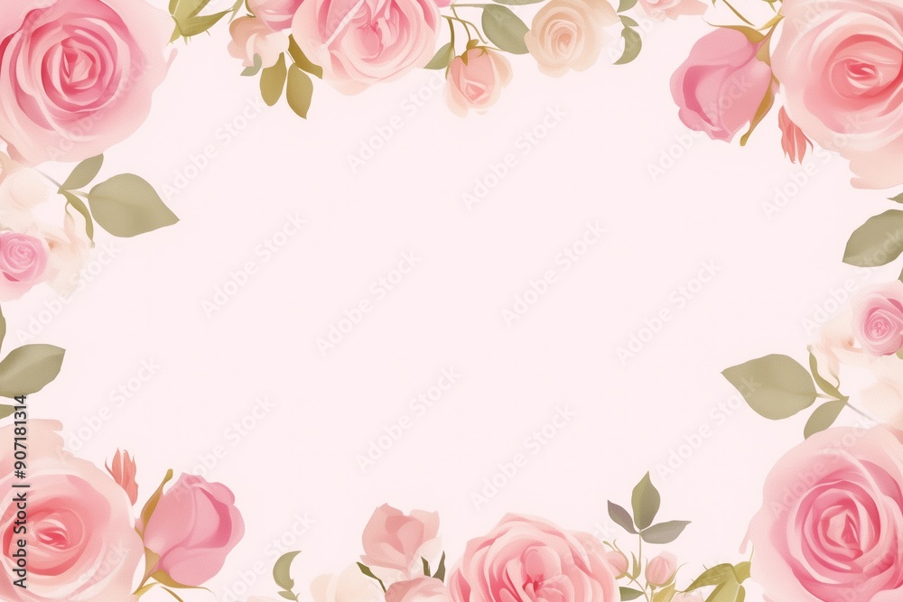 Roses bloom drawing wallpaper background card design with copy space