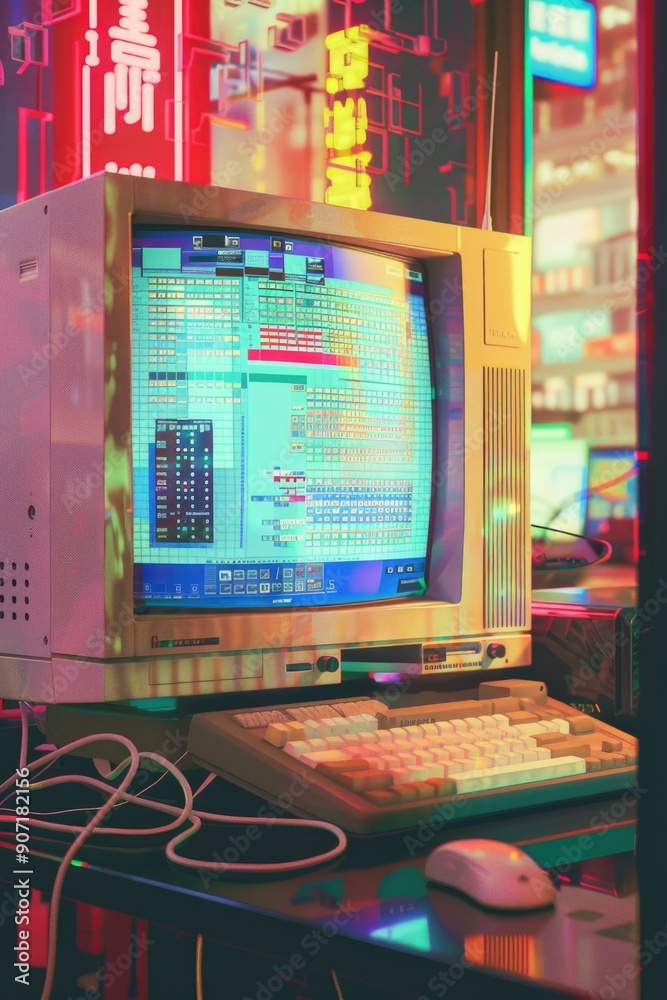 A computer monitor sitting on a desk