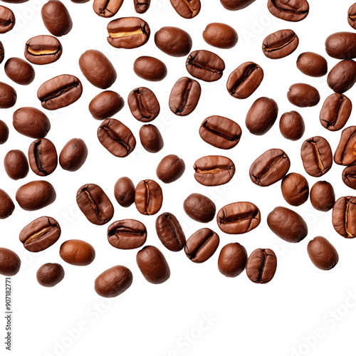 Scattered Coffee Beans On Transparent Background