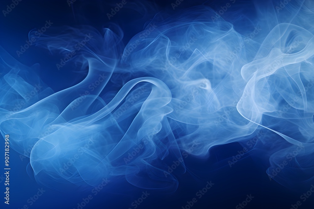 Obraz premium Blue smoke on a dark blue background