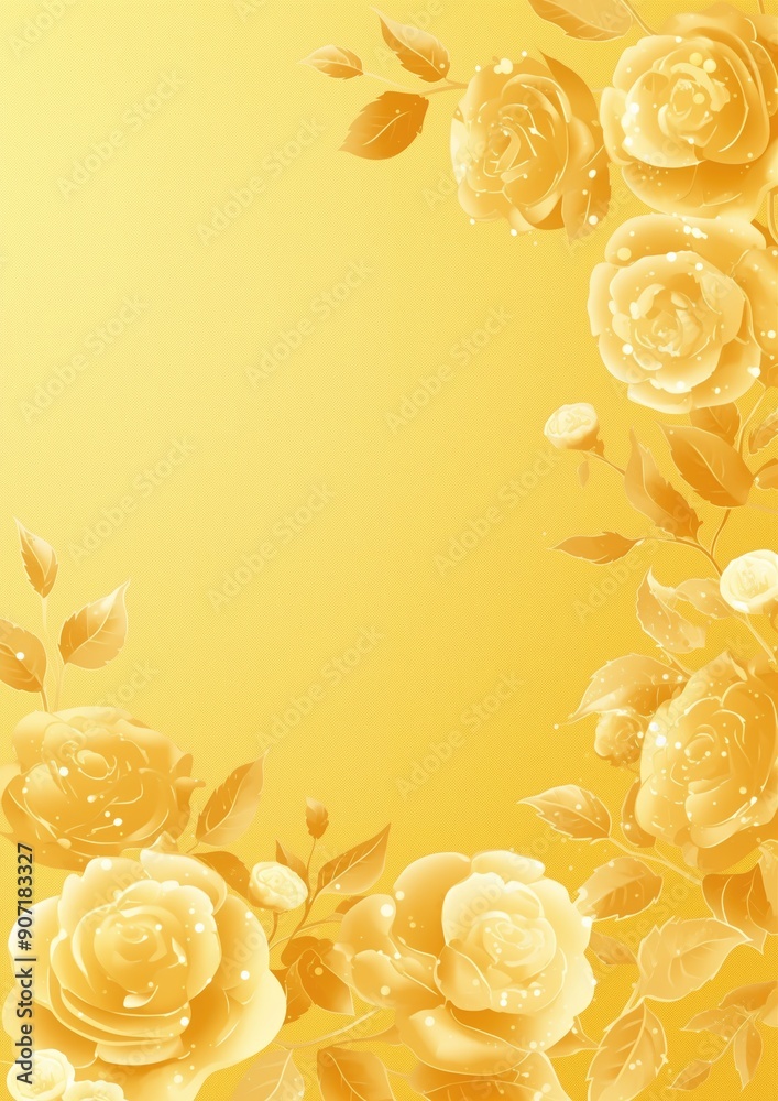 Naklejka premium Roses bloom drawing wallpaper background card design with copy space