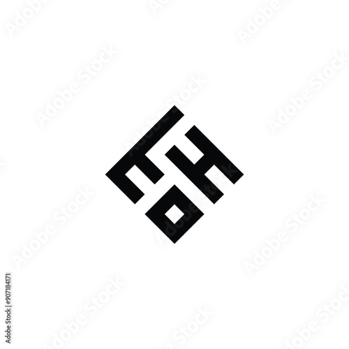 Letter t, o and H square geometric symbol simple logo vector