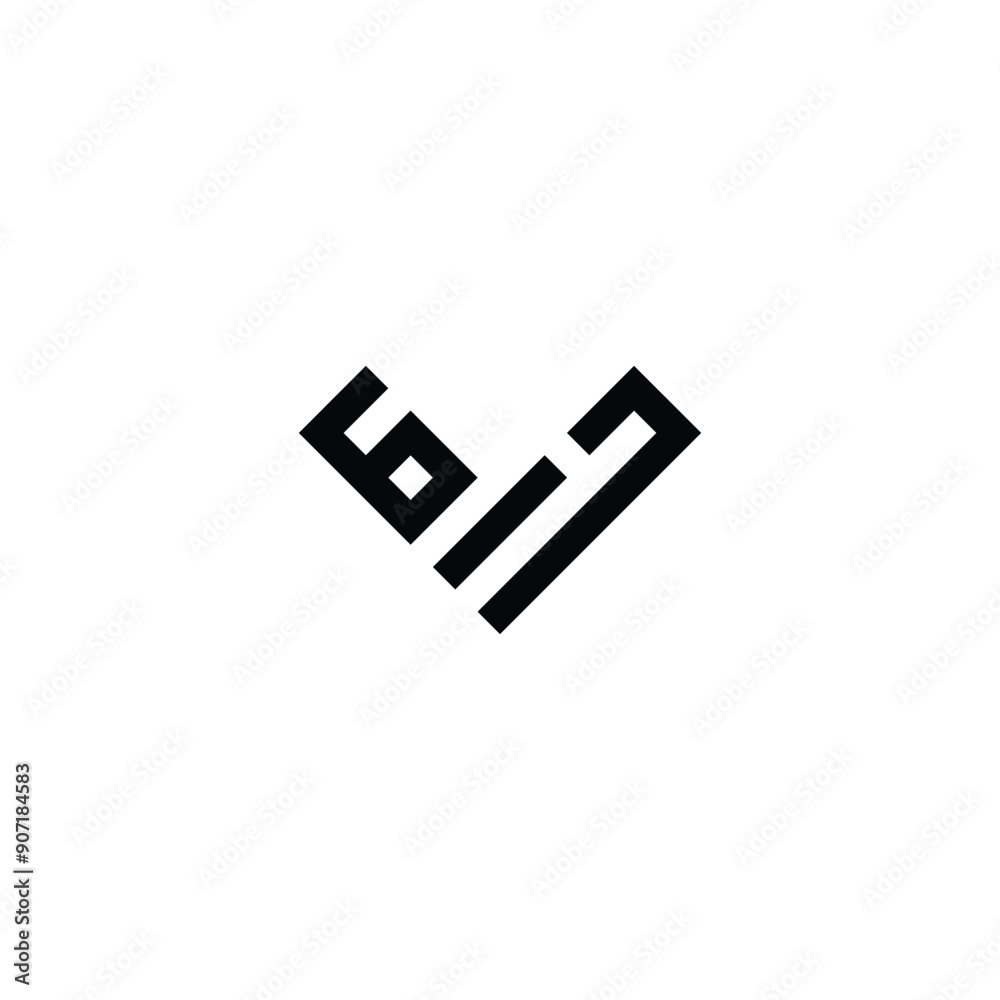 Number 6, 1 and 7 square, heart geometric symbol simple logo vector Number 6, 1 and 7 square, heart geometric symbol simple logo vector