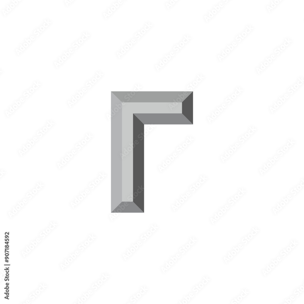 Letter r silver, 3d geometric symbol simple logo vector Letter r silver, 3d geometric symbol simple logo vector