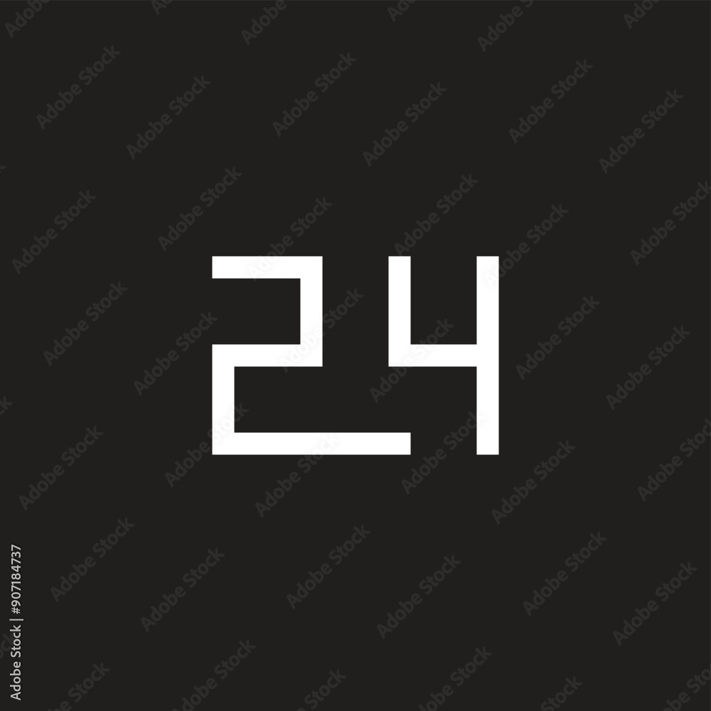 Number 24 line squares geometric symbol simple logo vector Number 24 line squares geometric symbol simple logo vector