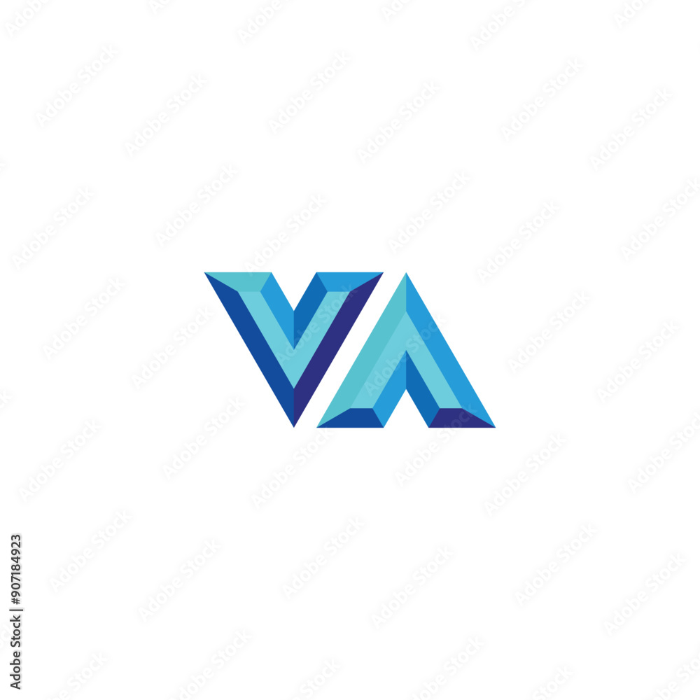 Letter VA diamond, 3d geometric symbol simple logo vector Letter VA diamond, 3d geometric symbol simple logo vector